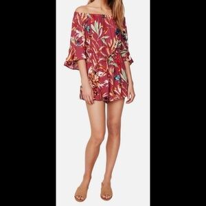 NWT Floral Off The Shoulder Tie Waist Ruffle Romper (Read Description)